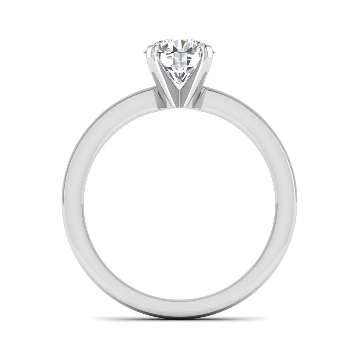 Rhenelle 4-Prong Solitaire Engagement Ring in white gold with a round center stone, front view