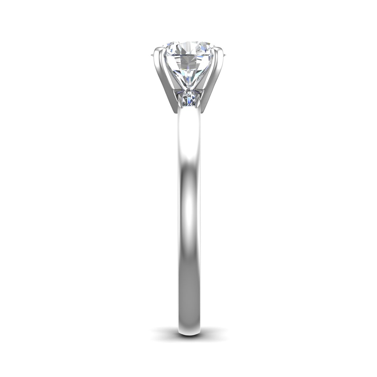 Rhenelle 4-Prong Solitaire Engagement Ring in white gold with a round center stone, side view
