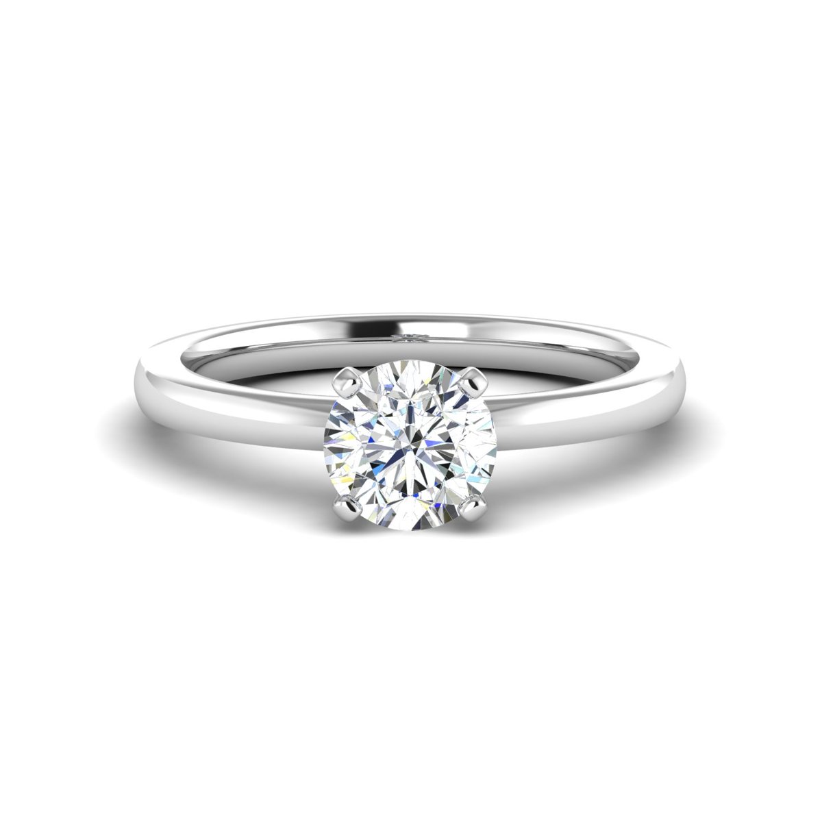Rhenelle 4-Prong Solitaire Engagement Ring in white gold with a round center stone, top view