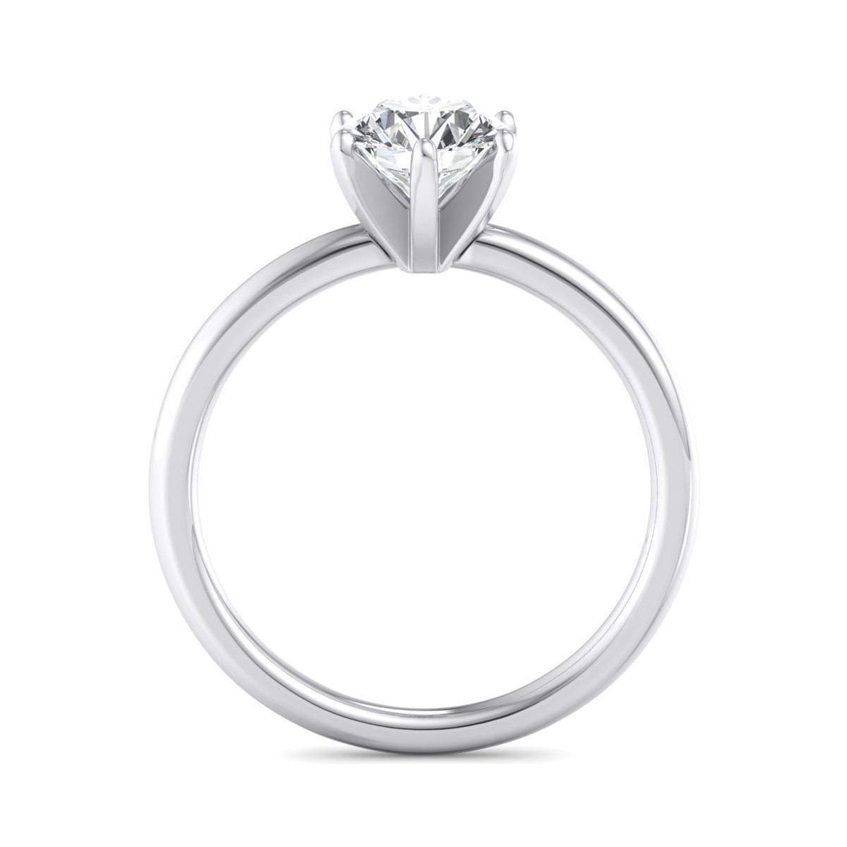 Galdric 6-Prong Solitaire Engagement Ring in white gold with a round center stone, front view