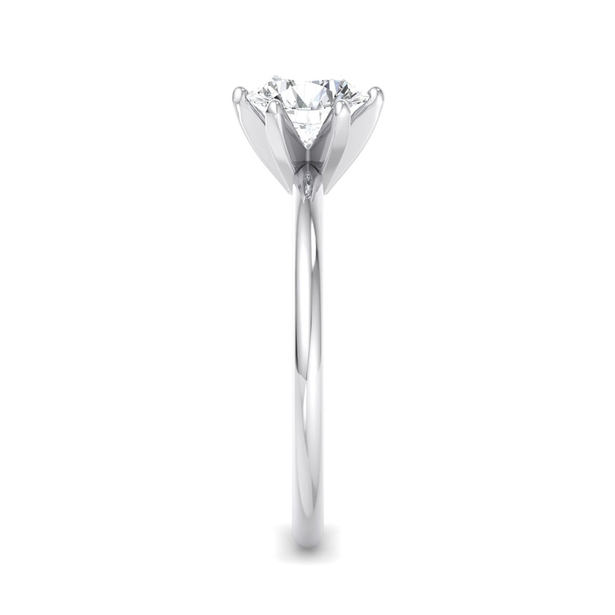 Galdric 6-Prong Solitaire Engagement Ring in white gold with a round center stone, side view