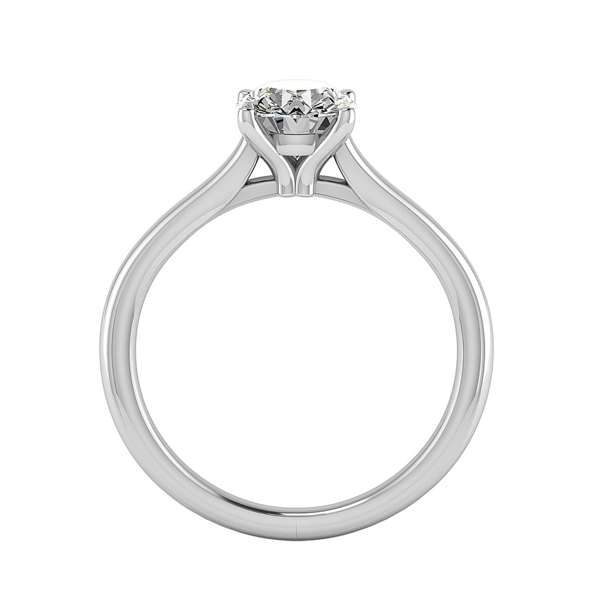 Nolvaire Cathedral Engagement Ring in white gold with a round center stone, front view