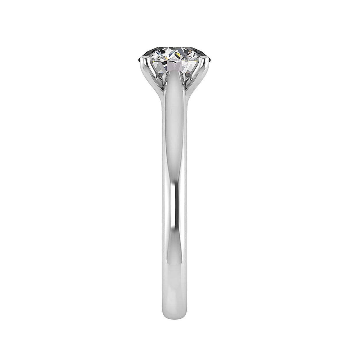 Nolvaire Cathedral Engagement Ring in white gold with a round center stone, side view