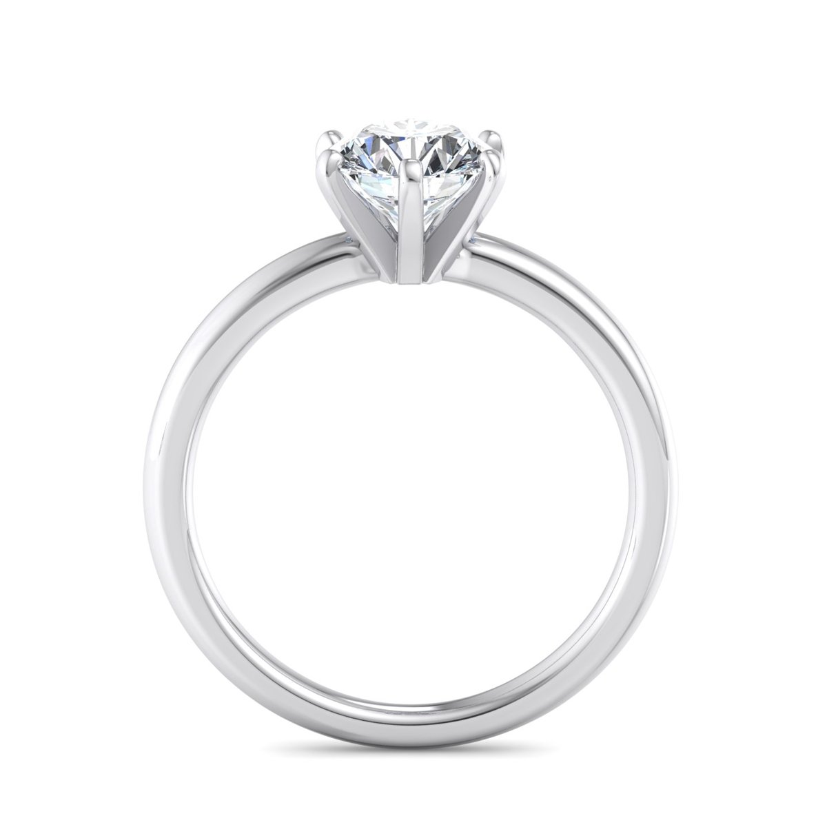 Dovren 6-Prong Solitaire Engagement Ring in white gold with a round center stone, front view