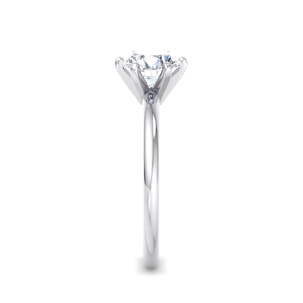 Dovren 6-Prong Solitaire Engagement Ring in white gold with a round center stone, side view
