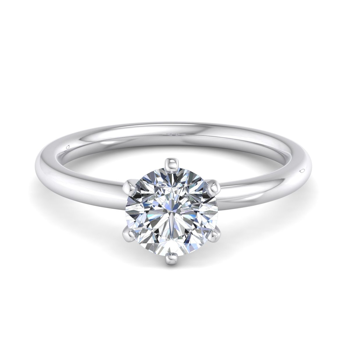 Dovren 6-Prong Solitaire Engagement Ring in white gold with a round center stone, top view