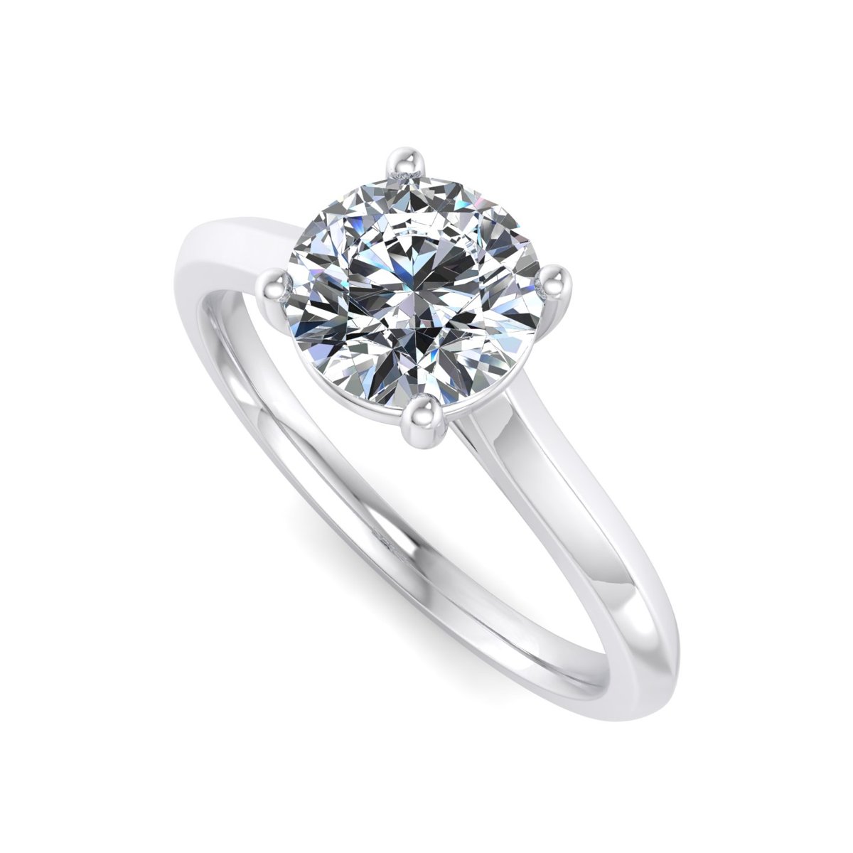 Brenavel East-West Engagement Ring in white gold with a round center stone, 3D view