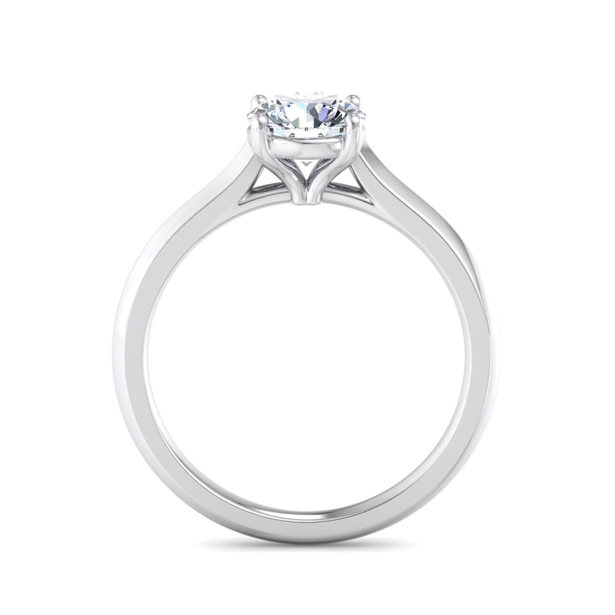Brenavel East-West Engagement Ring in white gold with a round center stone, front view