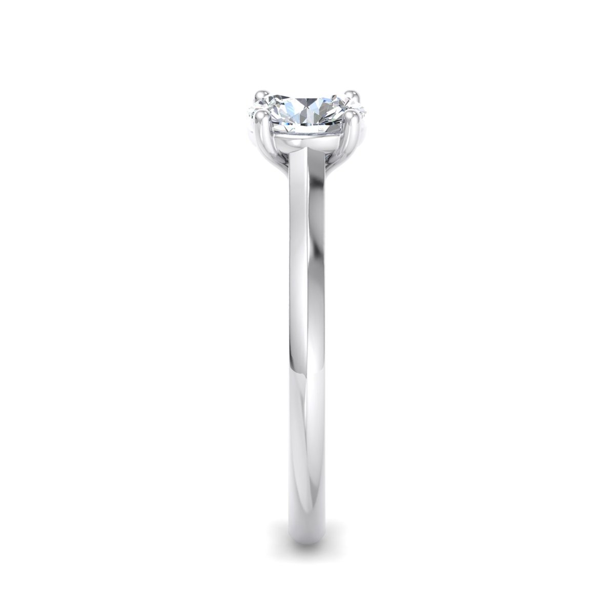 Brenavel East-West Engagement Ring in white gold with a round center stone, side view