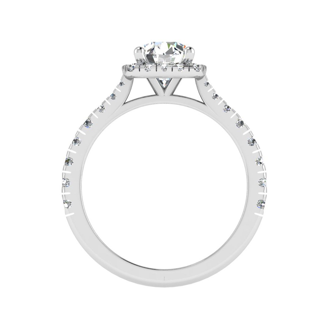Peverin Floating Halo Engagement Ring in white gold with a round center stone, front view