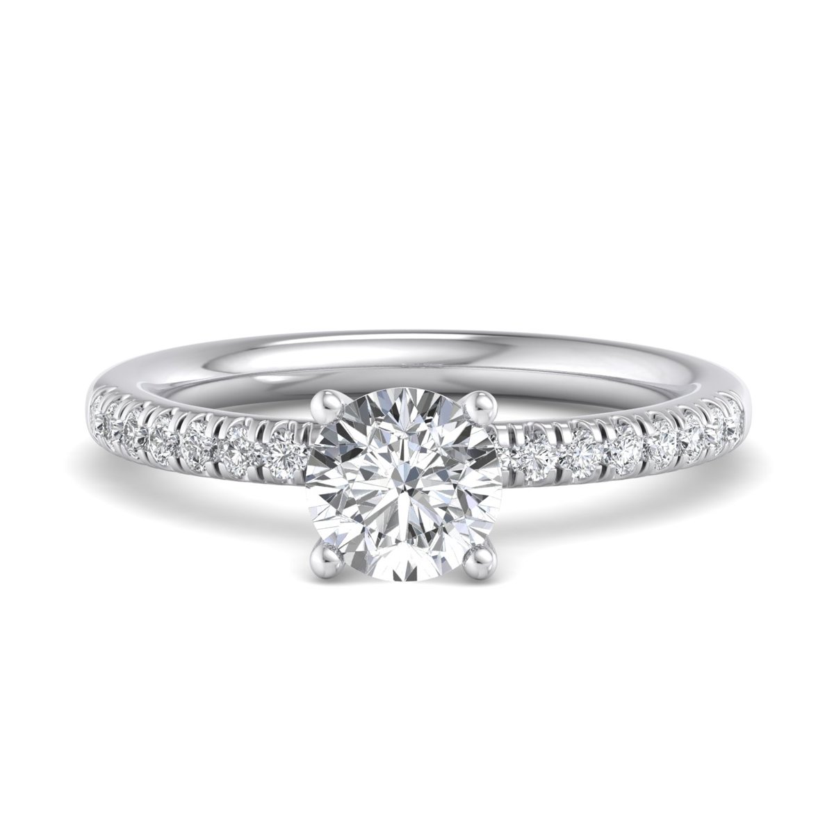 Orlavie Hidden Halo Engagement Ring in white gold with a round center stone, top view