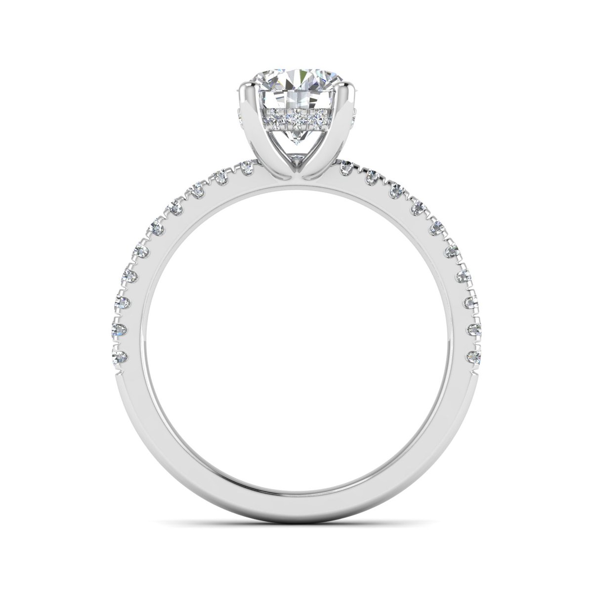 Caldessa Hidden Halo Engagement Ring in white gold with a round center stone, front view