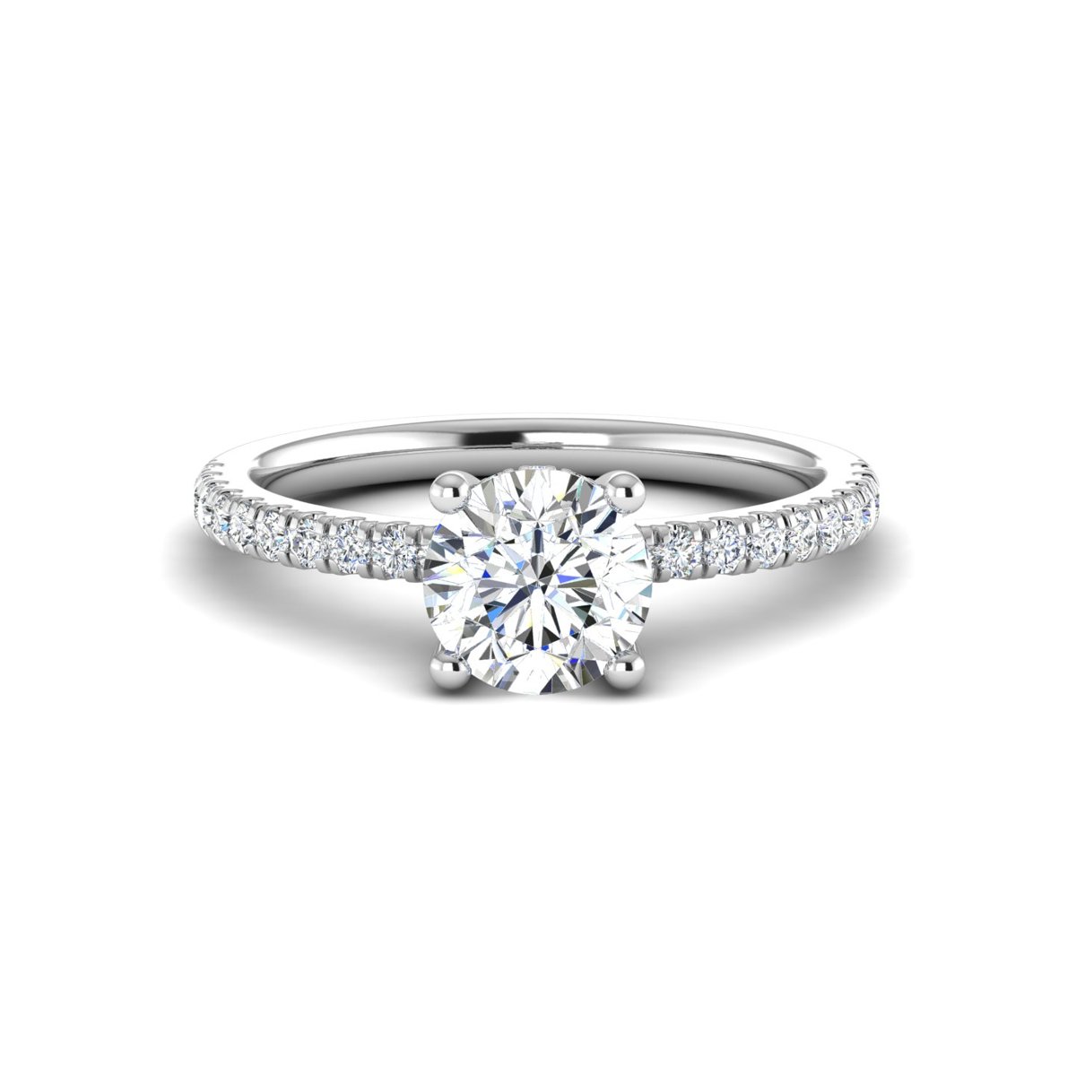 Caldessa Hidden Halo Engagement Ring in white gold with a round center stone, top view