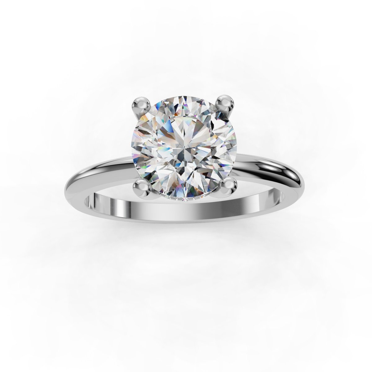 Iloren Hidden Halo Engagement Ring in white gold with a round center stone, top view