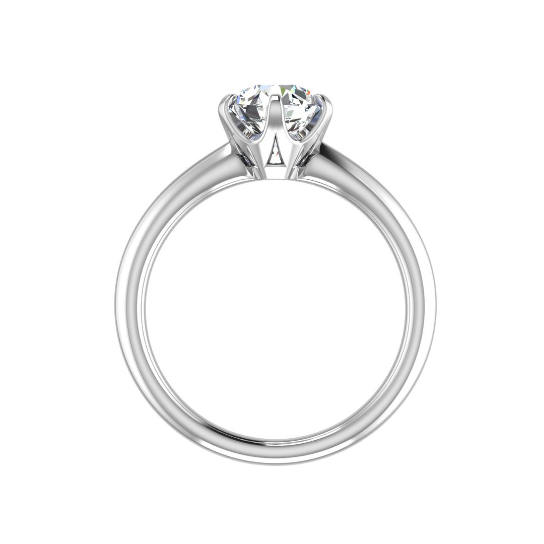 Elvaine Knife-Edge 6-Prong Solitaire Engagement Ring in white gold with a round center stone, front view