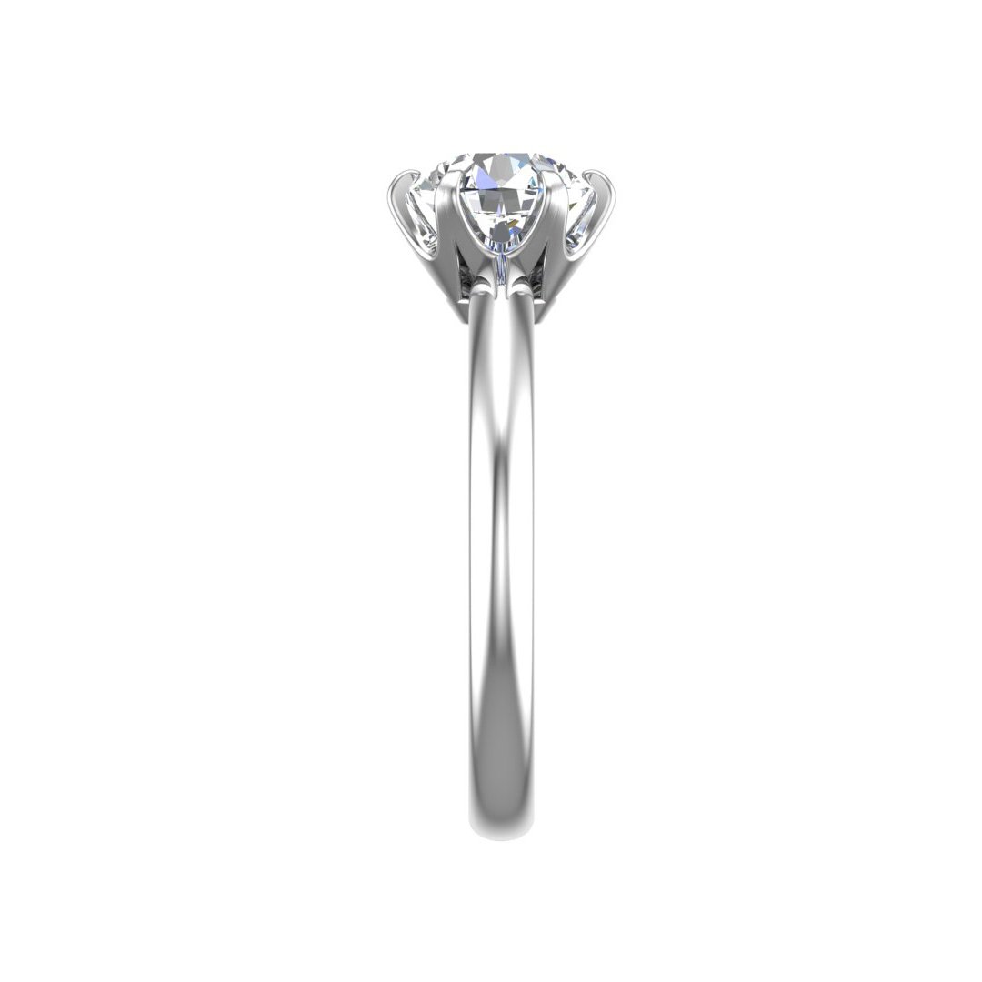 Elvaine Knife-Edge 6-Prong Solitaire Engagement Ring in white gold with a round center stone, side view