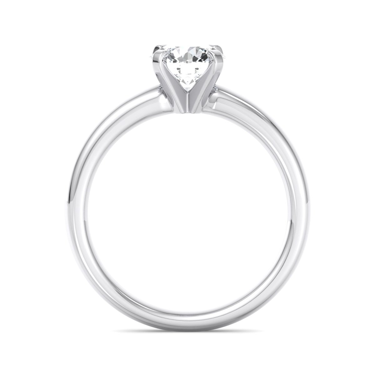 Umbrelle Petite 4-Prong Solitaire Engagement Ring in white gold with a round center stone, front view
