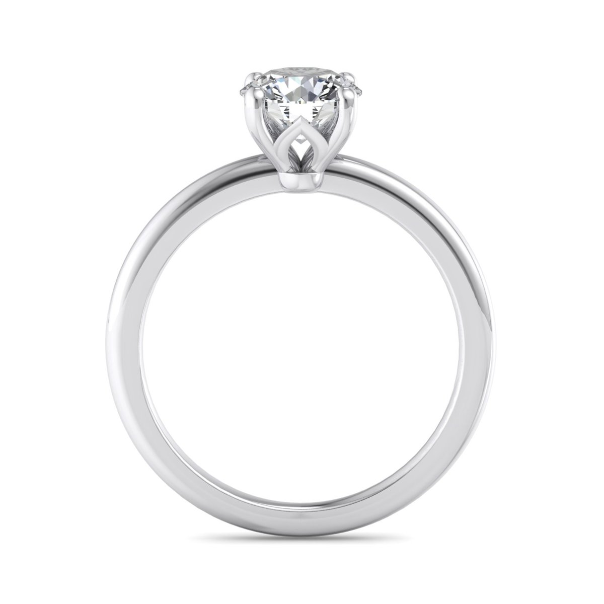 Halvorne Petite Solitaire Engagement Ring in white gold with a round center stone, front view