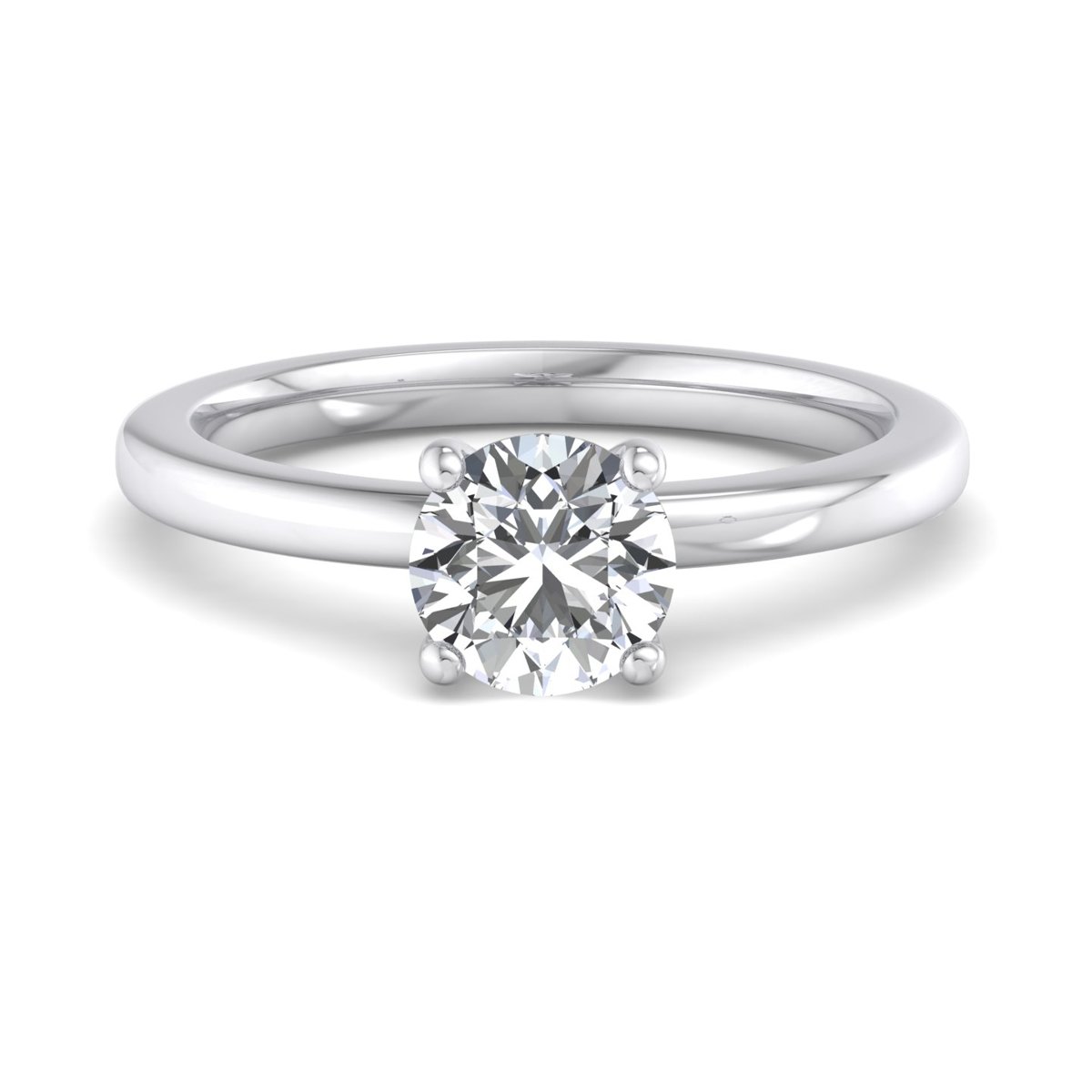 Halvorne Petite Solitaire Engagement Ring in white gold with a round center stone, top view