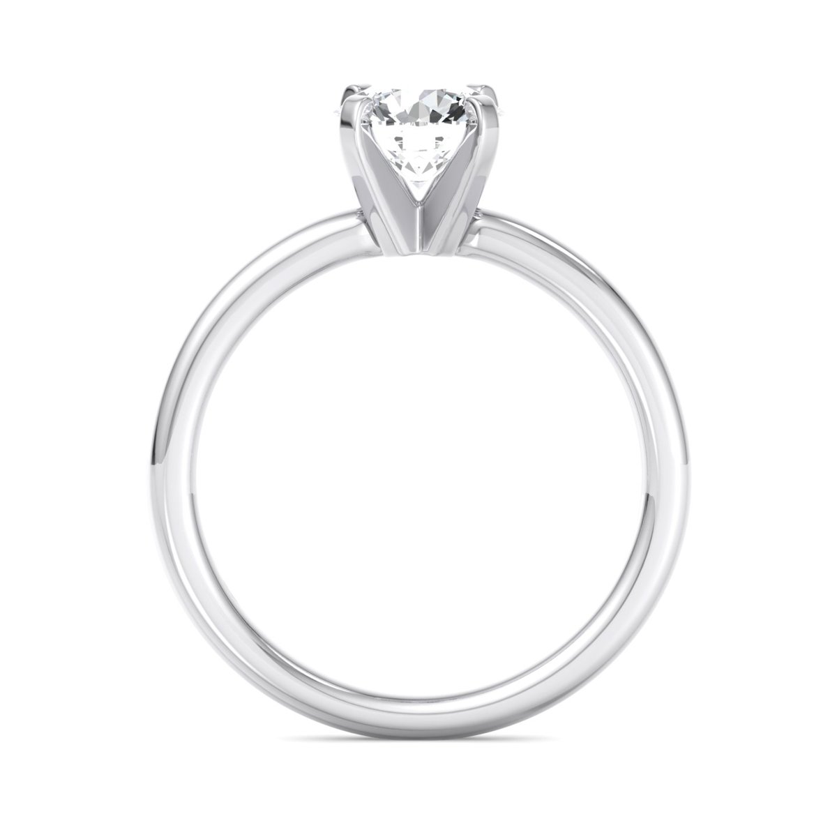 Falmere Petite Solitaire Engagement Ring in white gold with a round center stone, front view