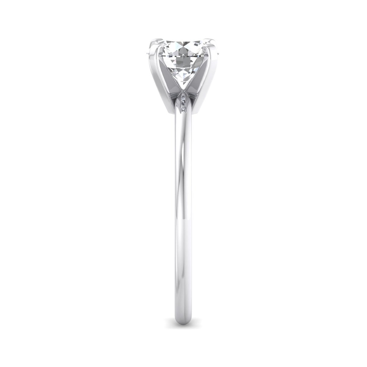 Falmere Petite Solitaire Engagement Ring in white gold with a round center stone, side view