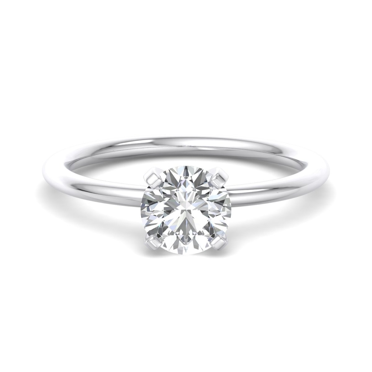 Falmere Petite Solitaire Engagement Ring in white gold with a round center stone, top view