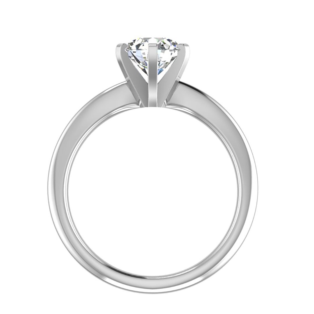 Zalvere Sculpted 6-Prong Solitaire Engagement Ring in white gold with a round center stone, front view