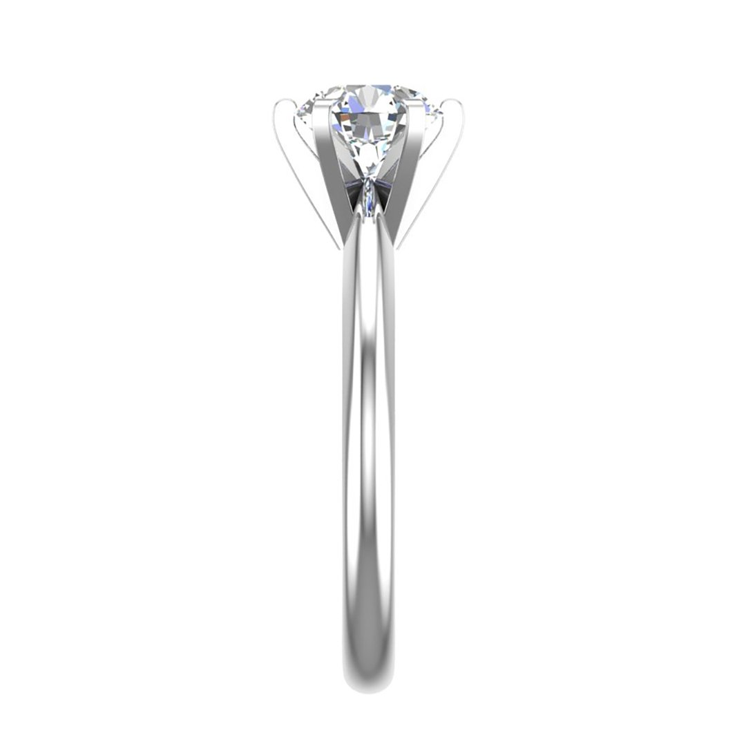 Zalvere Sculpted 6-Prong Solitaire Engagement Ring in white gold with a round center stone, side view