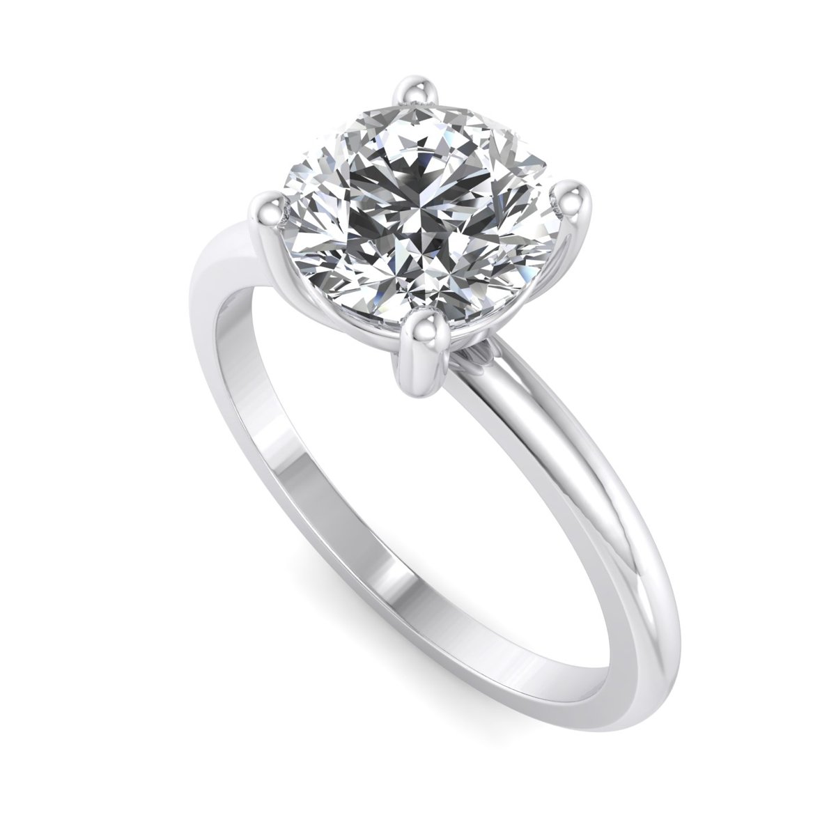 Lumarre Solitaire Engagement Ring in white gold with a round center stone, 3D view