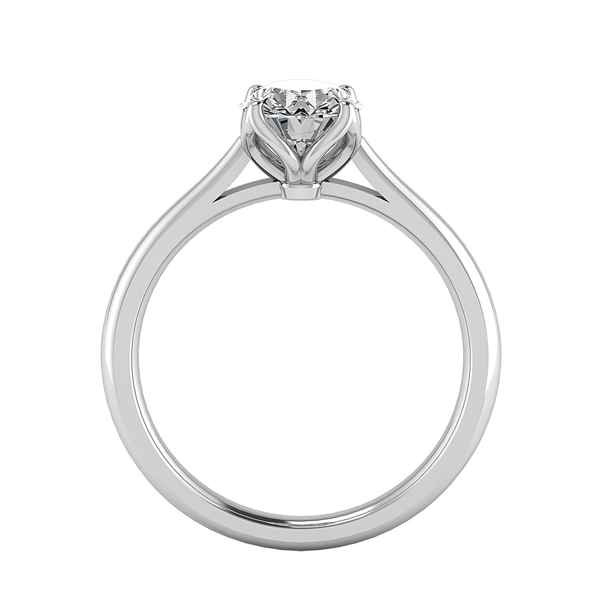 Vandelle Solitaire Engagement Ring in white gold with a round center stone, front view