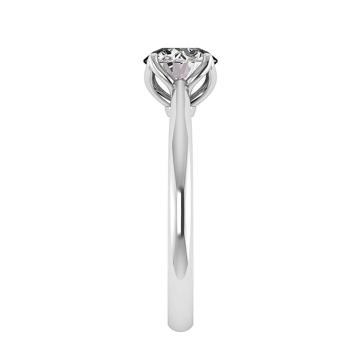 Vandelle Solitaire Engagement Ring in white gold with a round center stone, side view