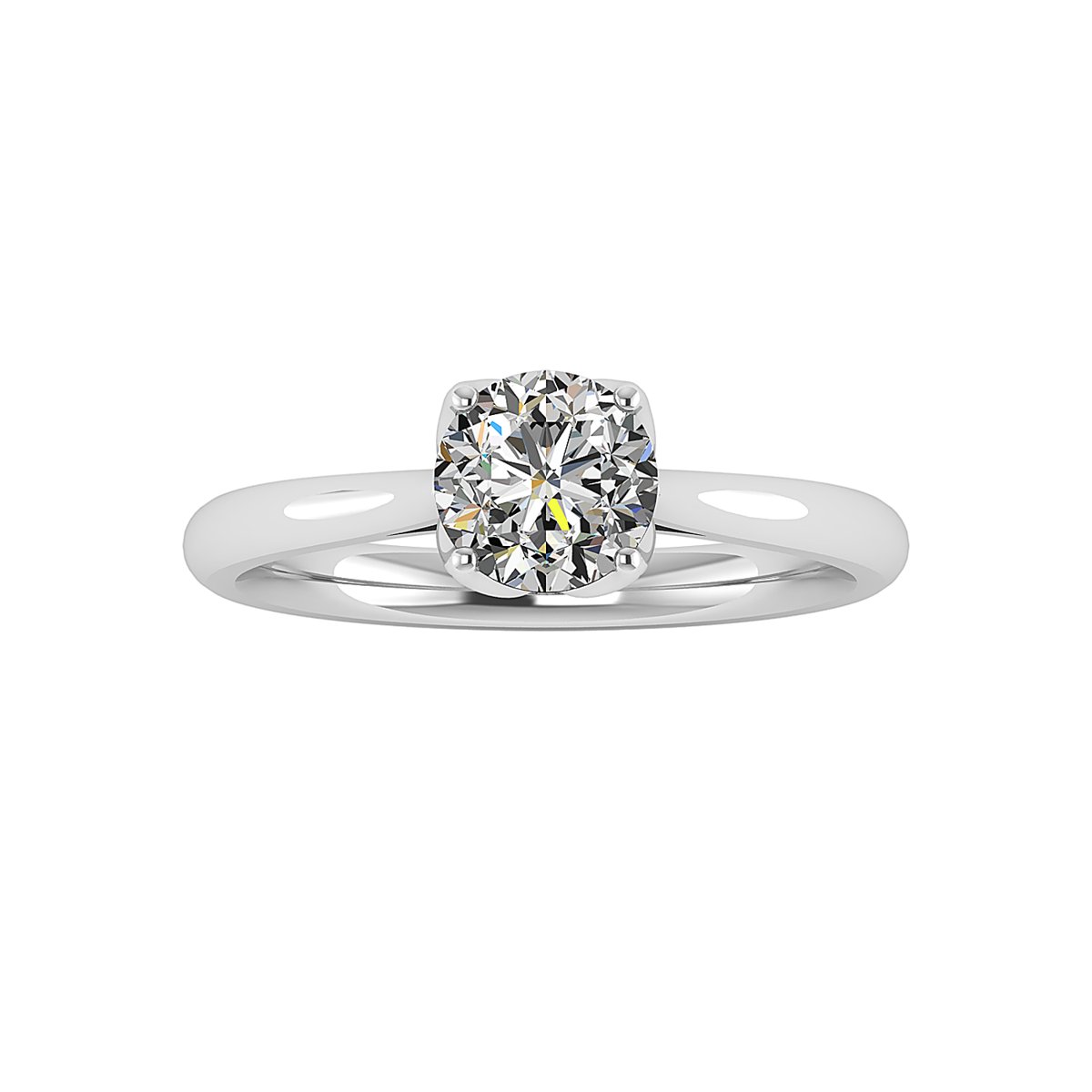Vandelle Solitaire Engagement Ring in white gold with a round center stone, top view