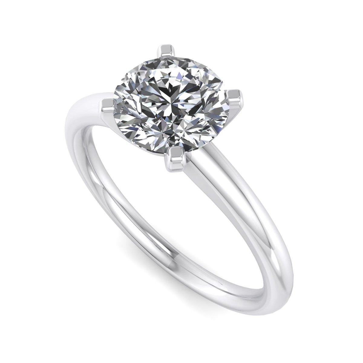 Xylerne Solitaire Engagement Ring in white gold with a round center stone, 3D view