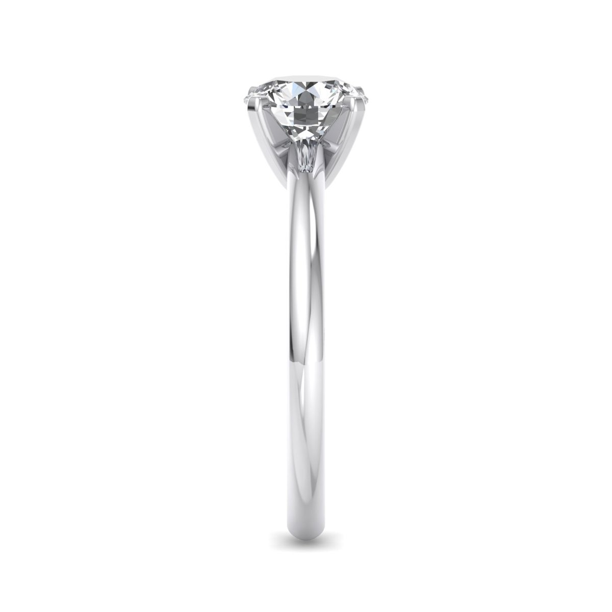 Xylerne Solitaire Engagement Ring in white gold with a round center stone, side view
