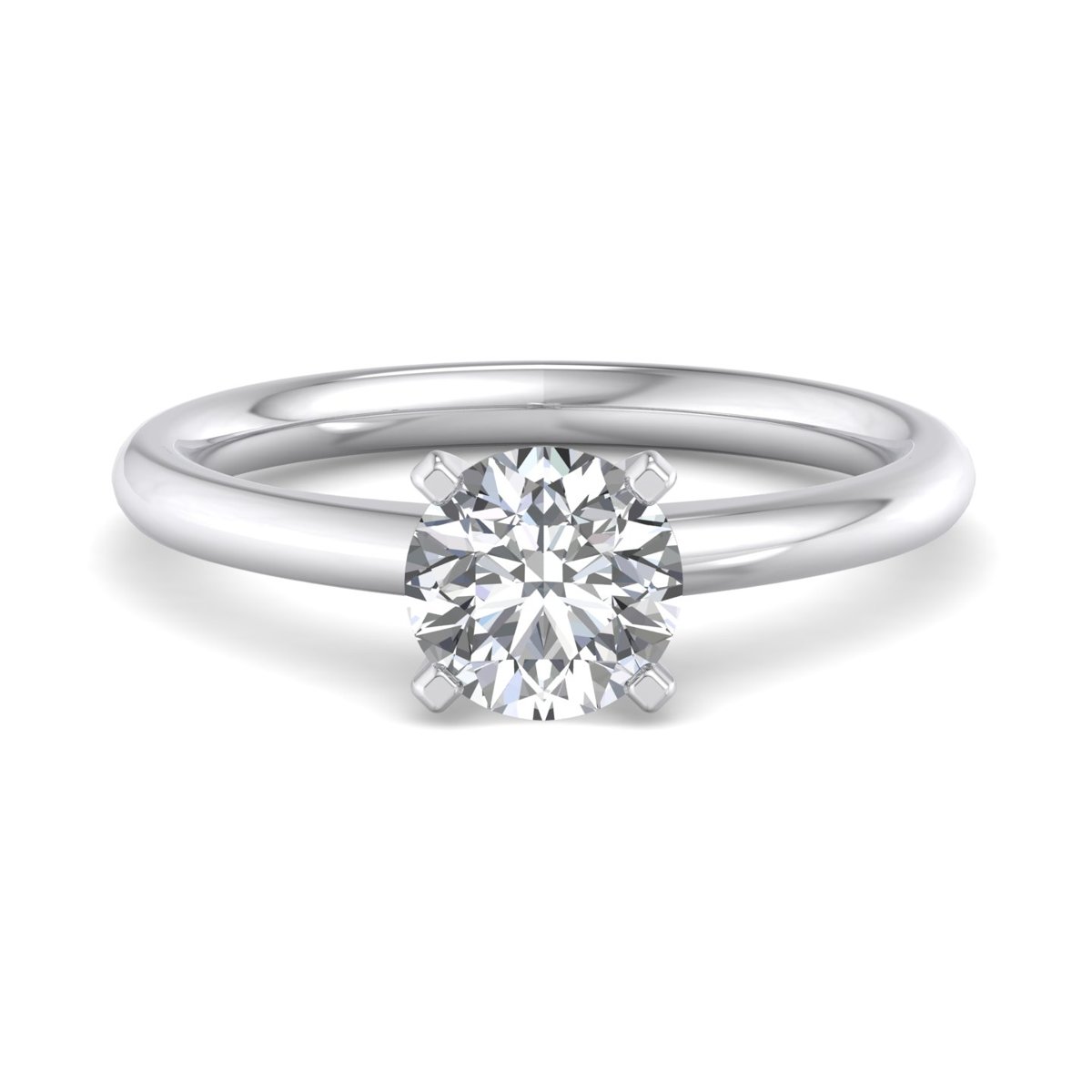Xylerne Solitaire Engagement Ring in white gold with a round center stone, top view