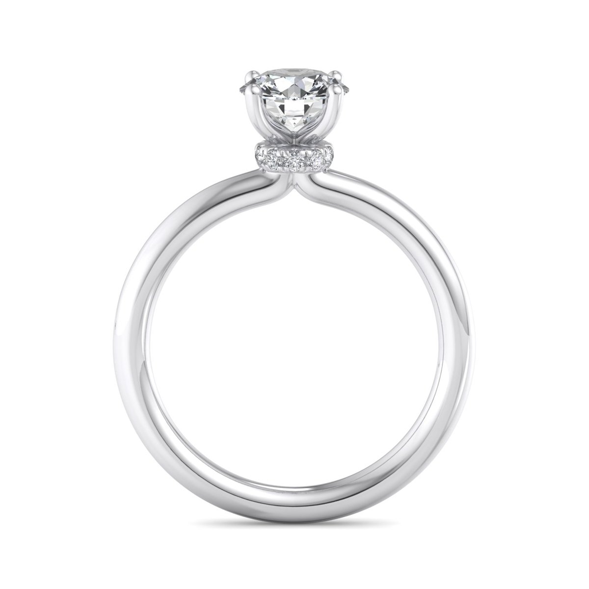 Dunmere Solitaire Engagement Ring in white gold with a round center stone, front view