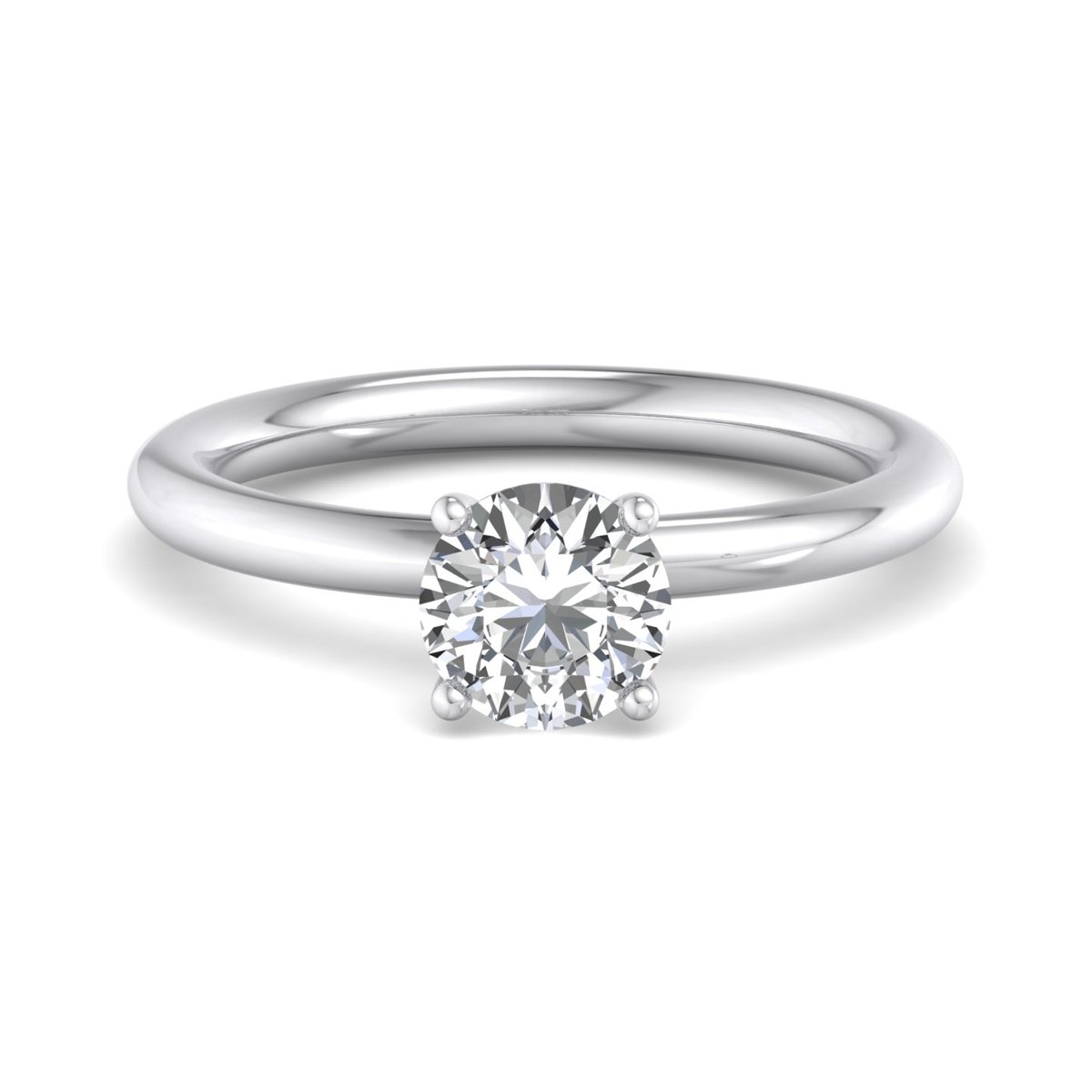 Dunmere Solitaire Engagement Ring in white gold with a round center stone, top view