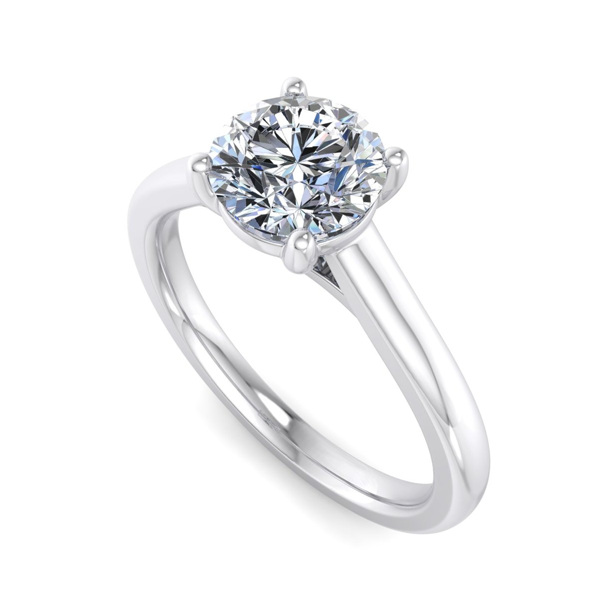Fenrael Solitaire Engagement Ring in white gold with a round center stone, 3D view