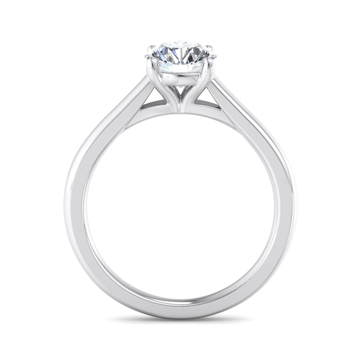 Fenrael Solitaire Engagement Ring in white gold with a round center stone, front view