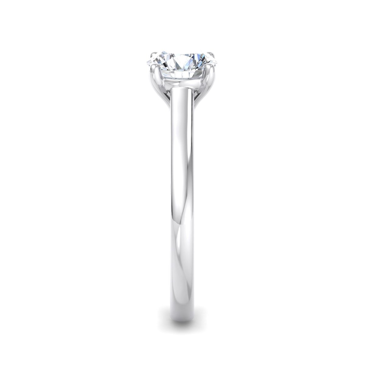 Fenrael Solitaire Engagement Ring in white gold with a round center stone, side view
