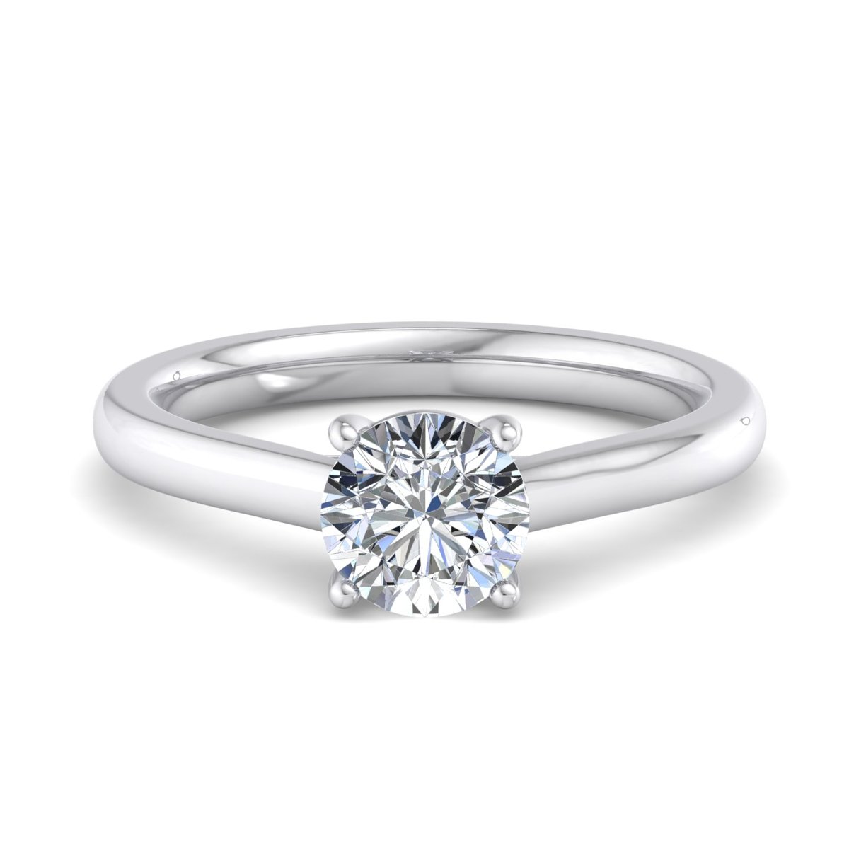 Fenrael Solitaire Engagement Ring in white gold with a round center stone, top view