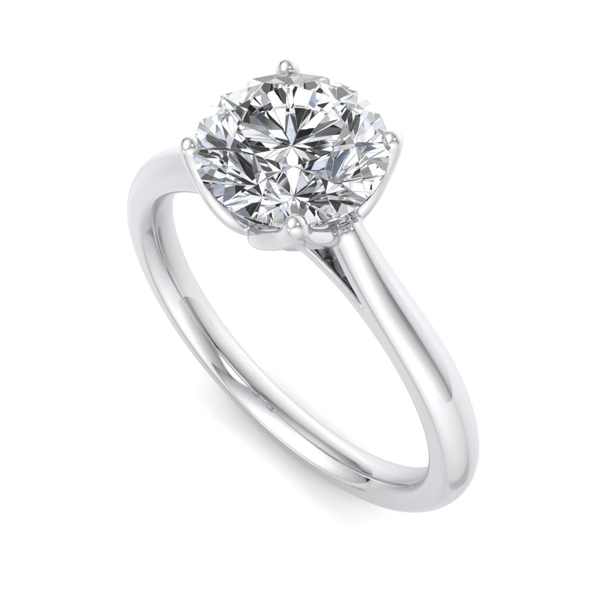 Fiorane Solitaire Engagement Ring in white gold with a round center stone, 3D view
