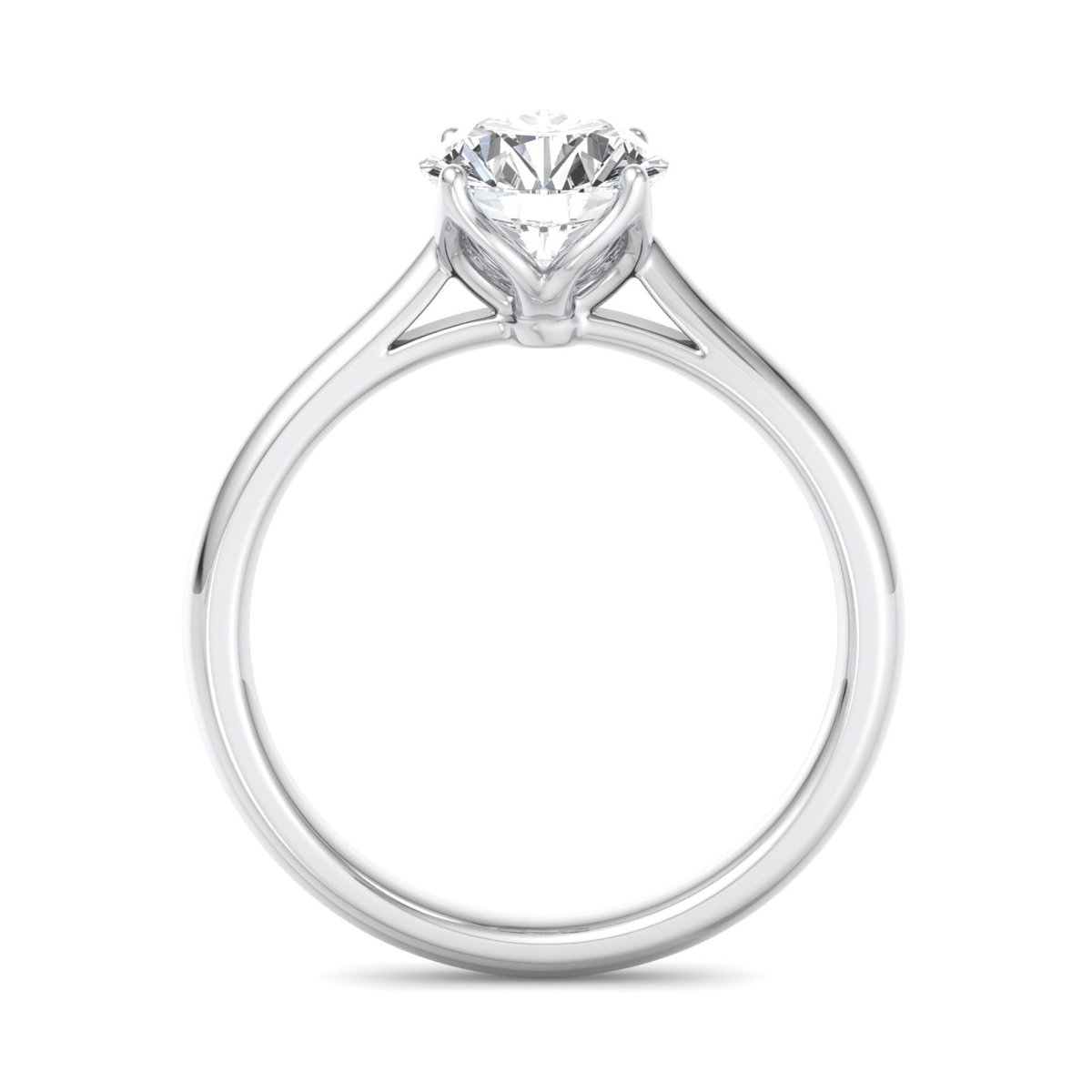 Fiorane Solitaire Engagement Ring in white gold with a round center stone, front view