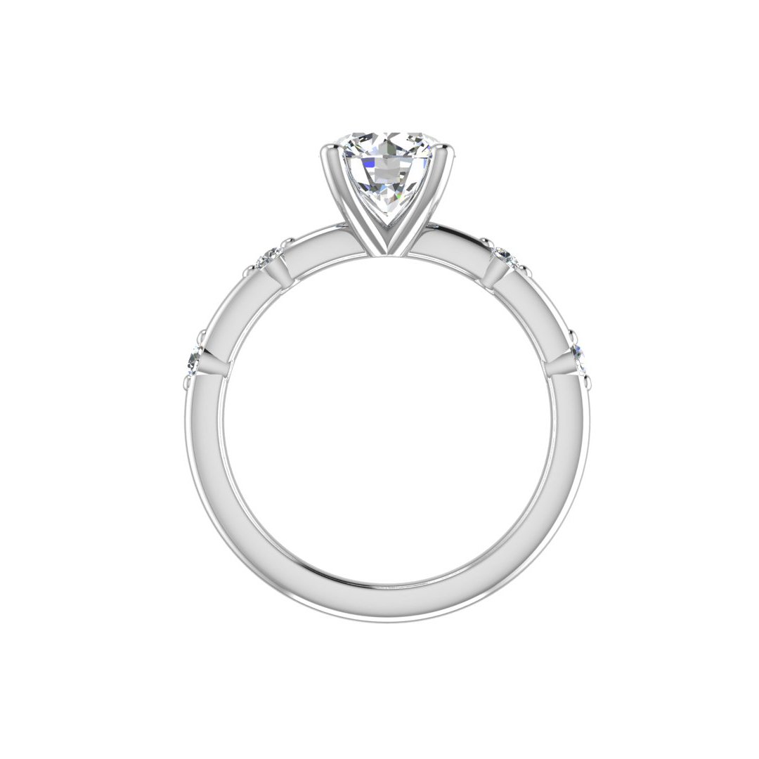 Quillara Solitaire Engagement Ring in white gold with a round center stone, front view