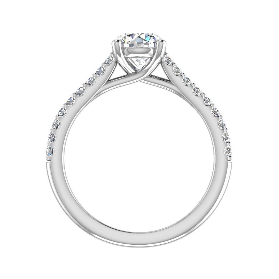 Thalric Pave Solitaire Engagement Ring in white gold with a round center stone, front view