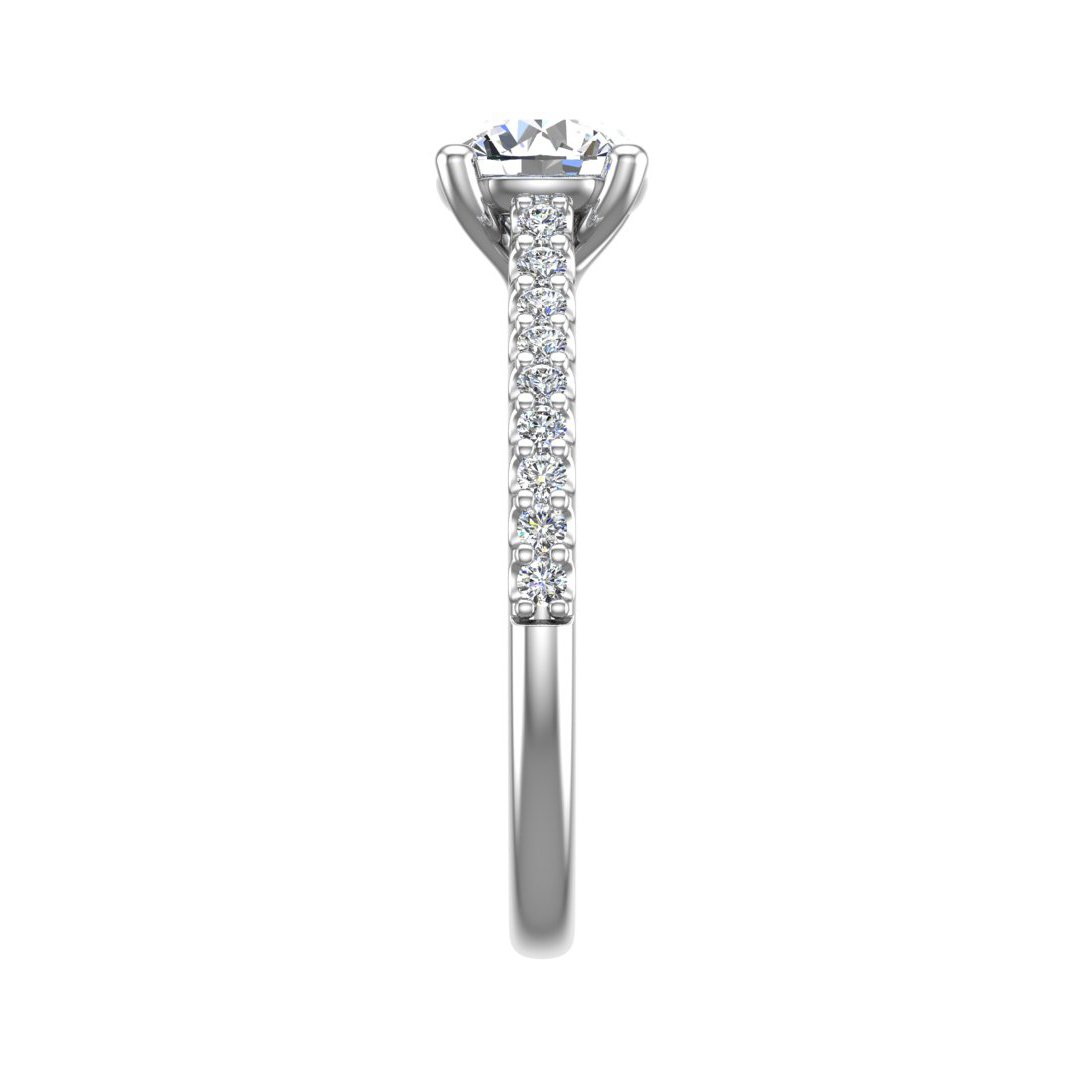 Thalric Pave Solitaire Engagement Ring in white gold with a round center stone, side view