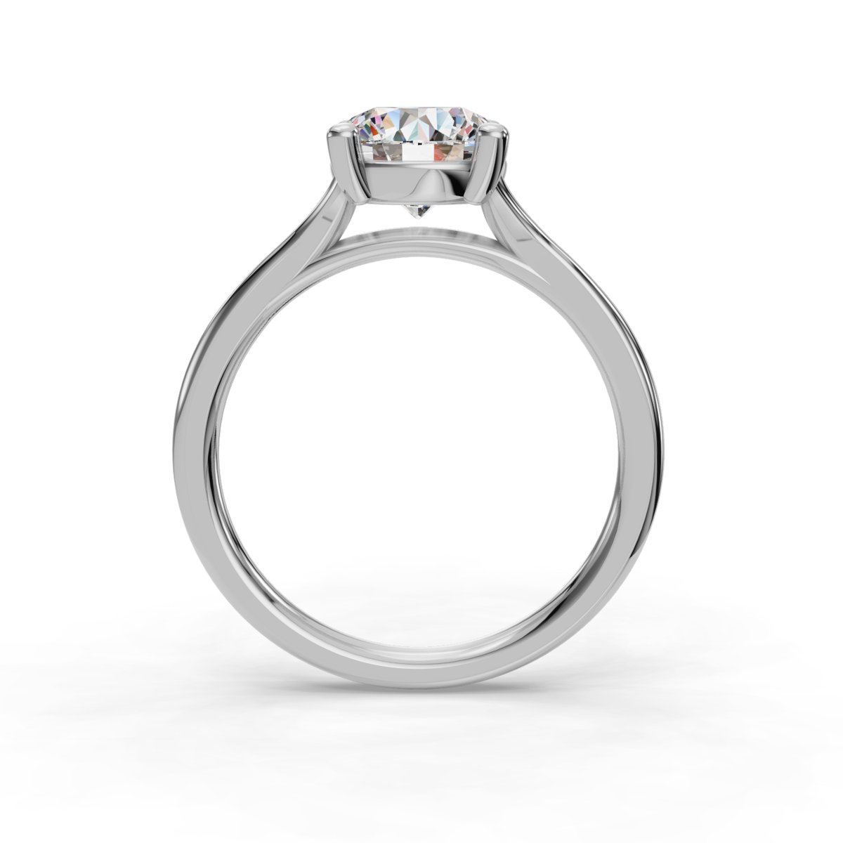 Xerine Split Shank Engagement Ring in white gold with a round center stone, front view